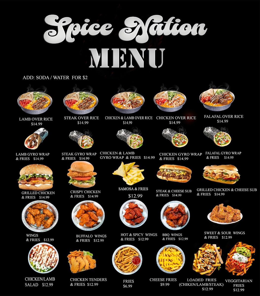 SpiceNation Food Truck menu board