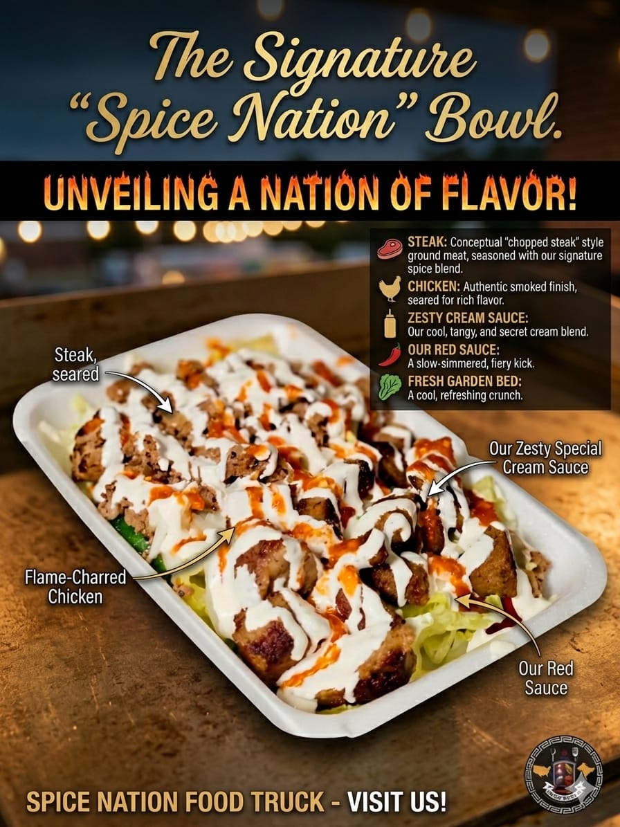 SpiceNation Food Truck menu board