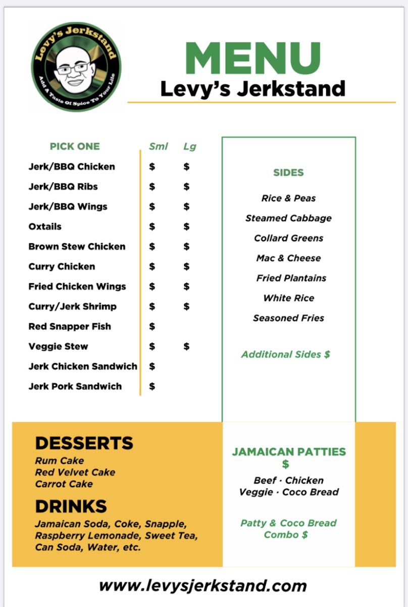 Levys Jerkstand menu board