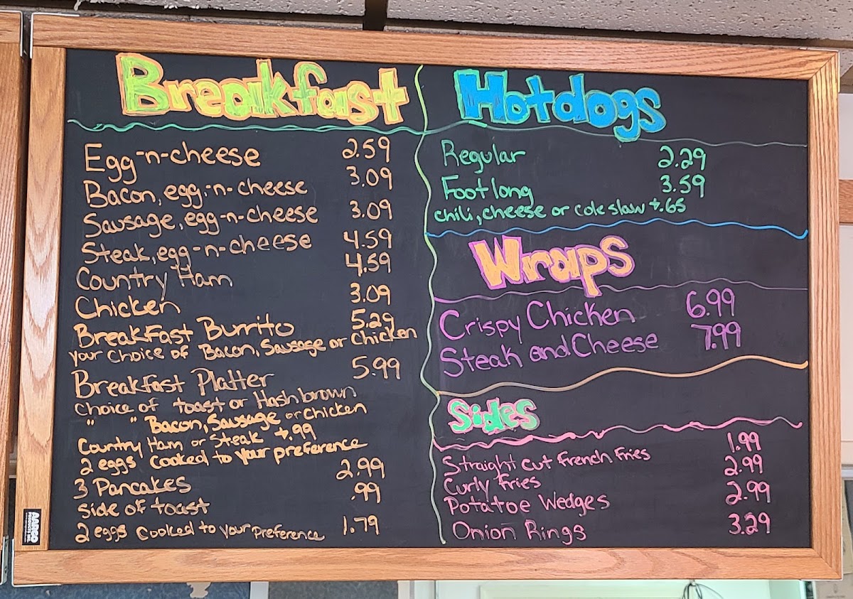 Sebera's Custard Kitchen menu board