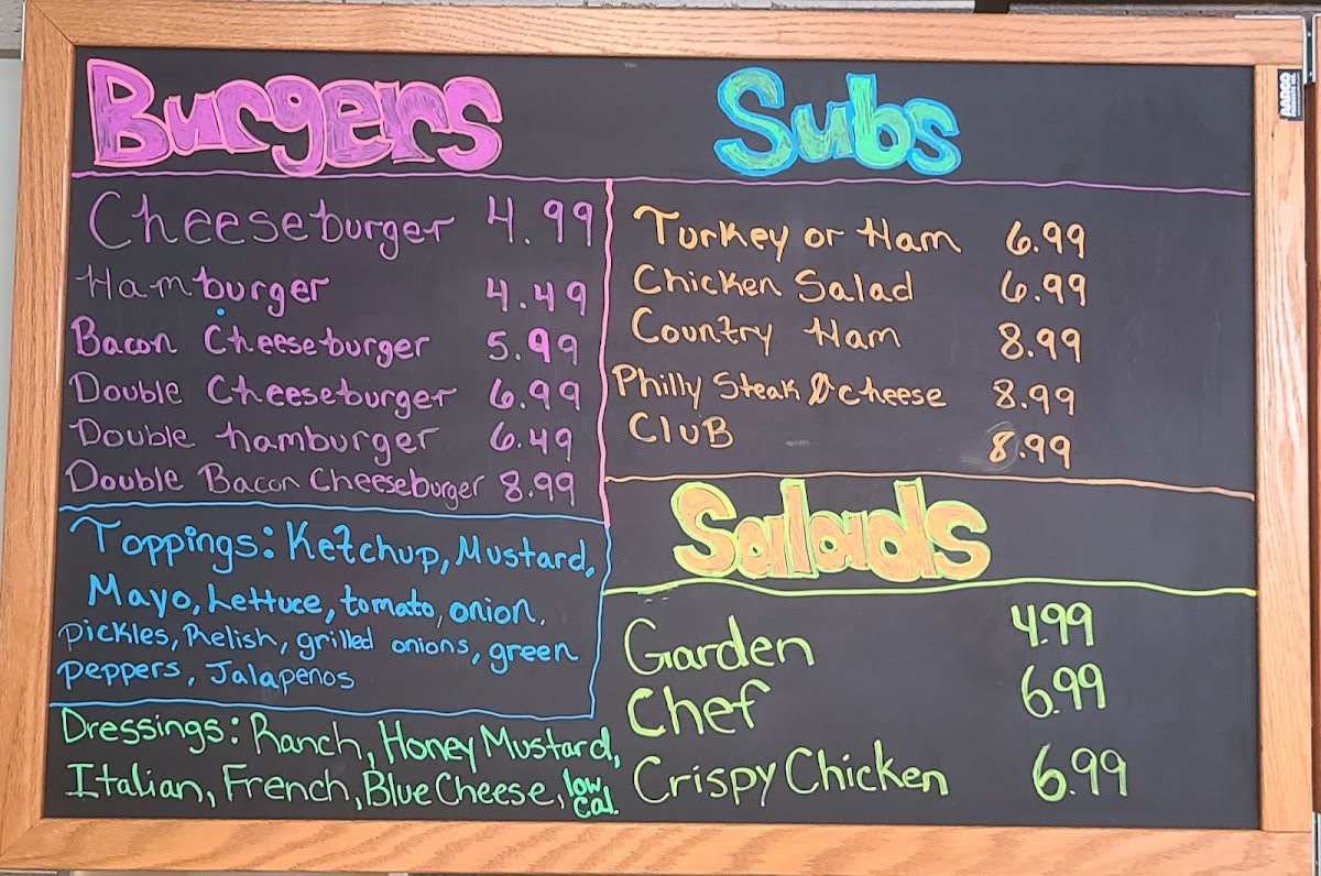 Sebera's Custard Kitchen menu board