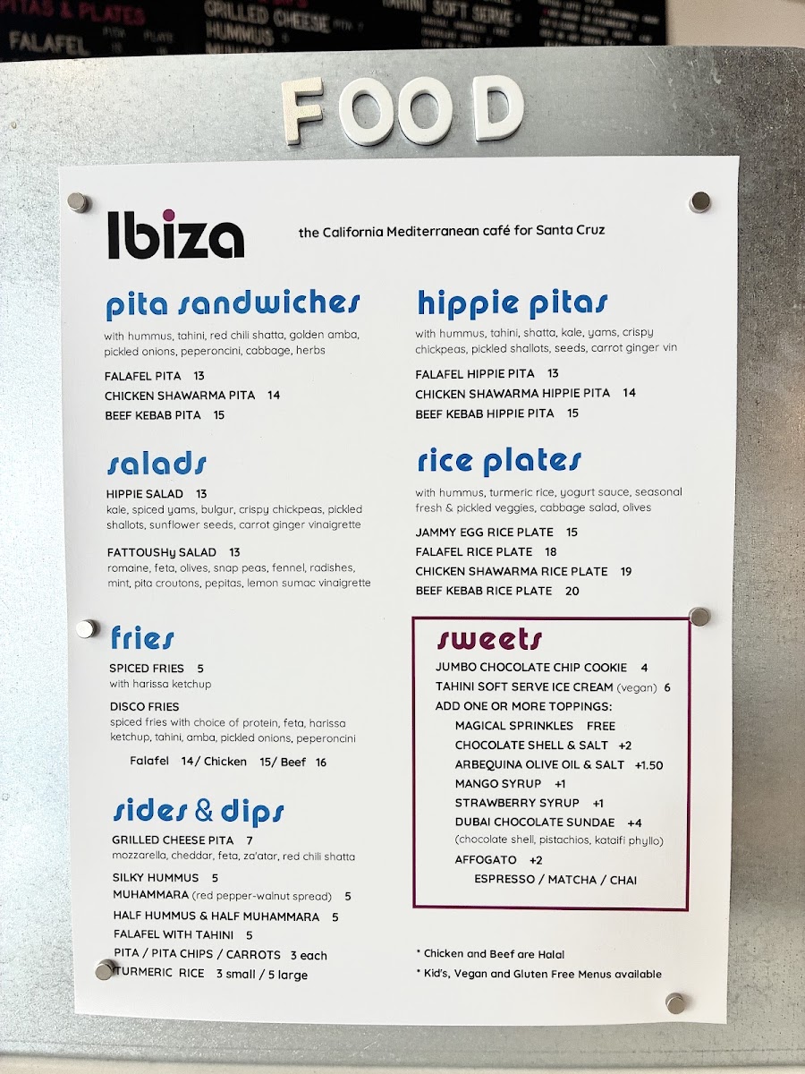 Ibiza menu board