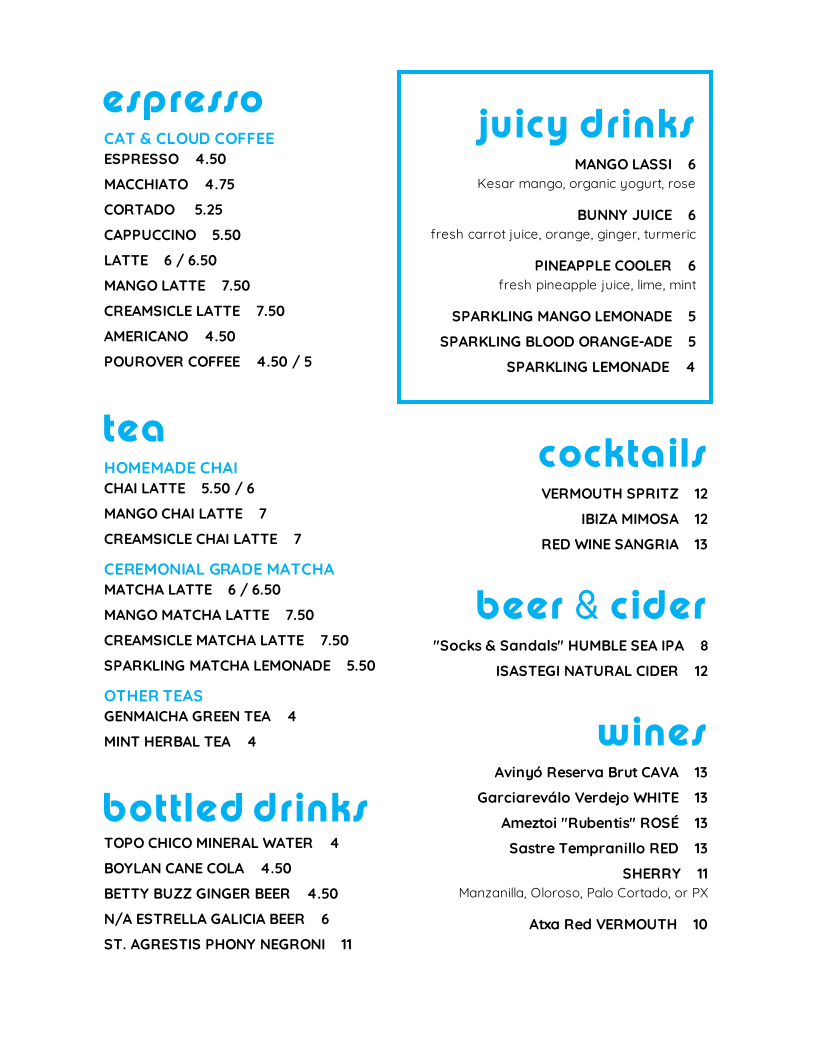Ibiza menu board