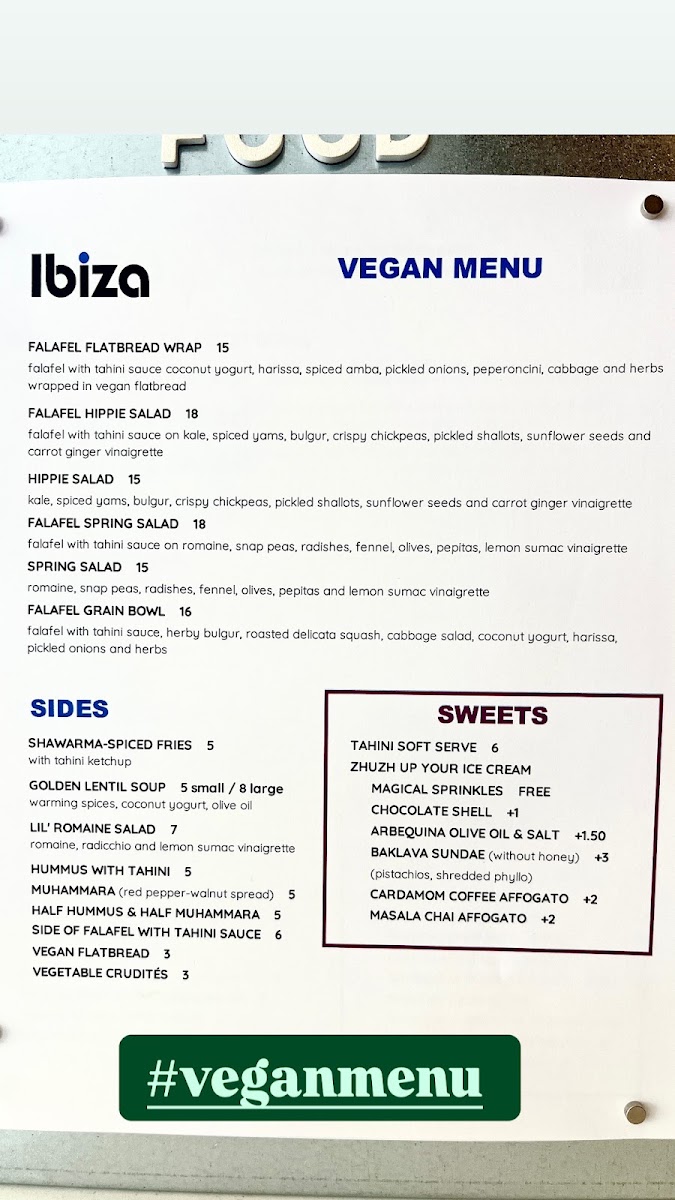 Ibiza menu board