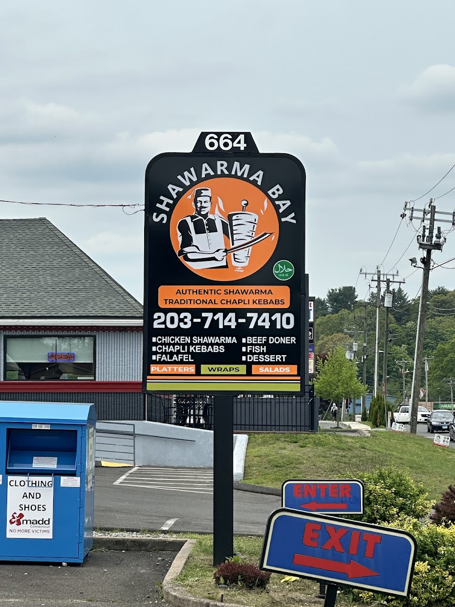 Shawarma Bay menu board