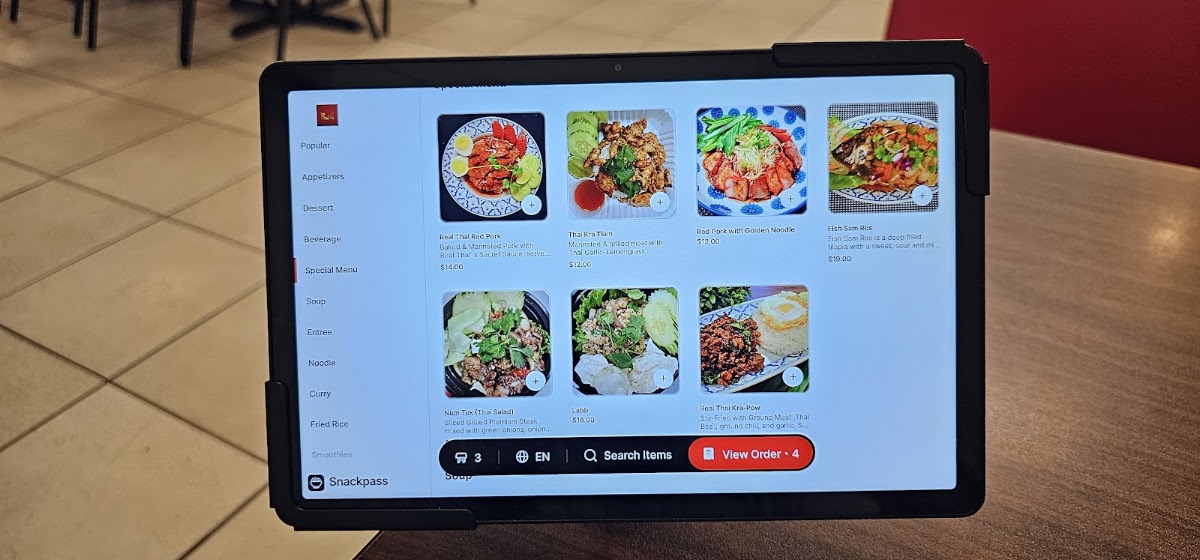 RealThai Restaurant At Bastrop menu board