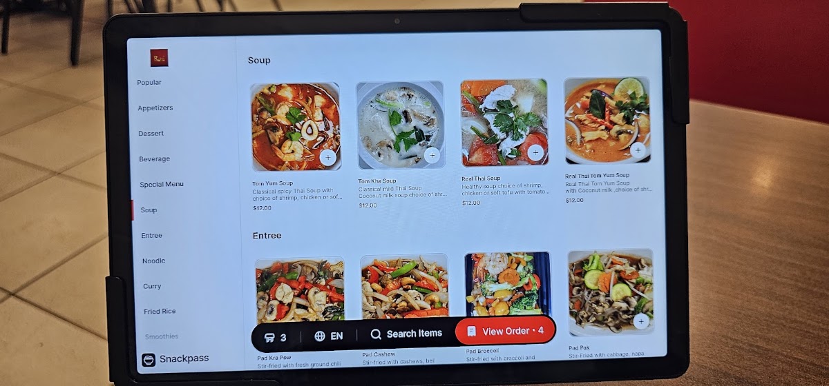 RealThai Restaurant At Bastrop menu board