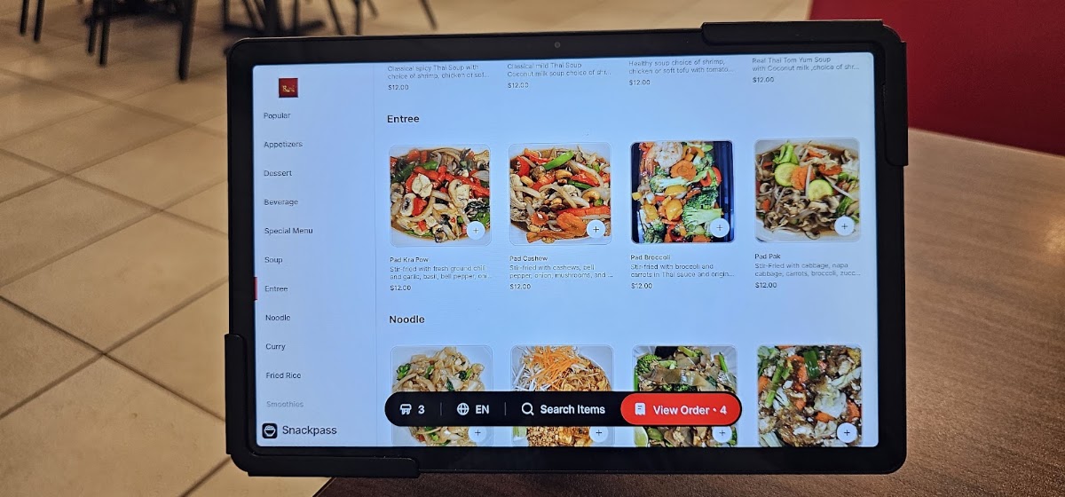 RealThai Restaurant At Bastrop menu board