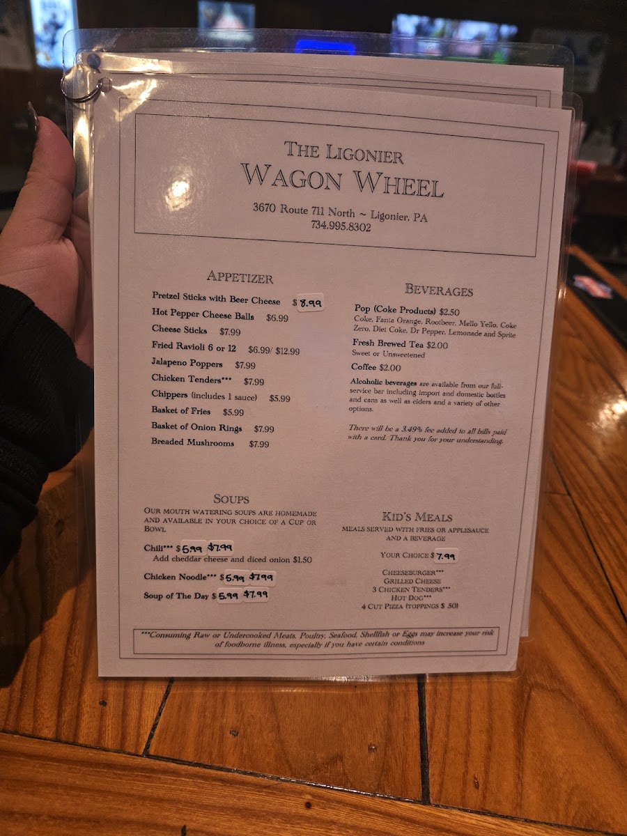 The Ligonier Wagon Wheel menu board