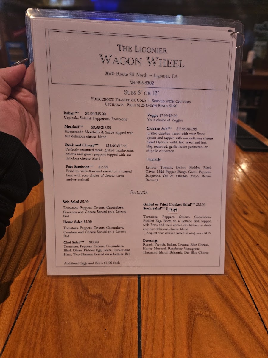 The Ligonier Wagon Wheel menu board