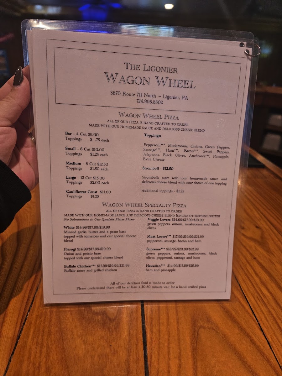 The Ligonier Wagon Wheel menu board