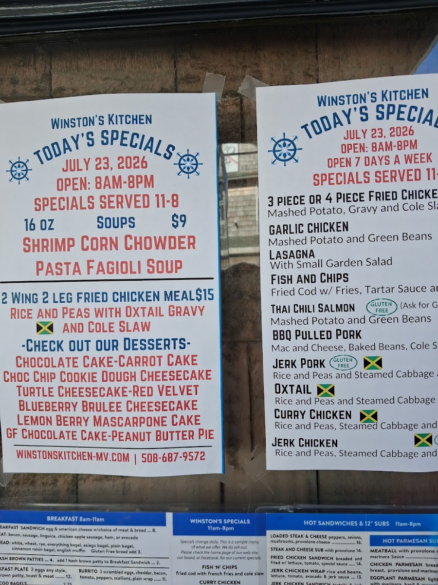 Winston’s Kitchen menu board
