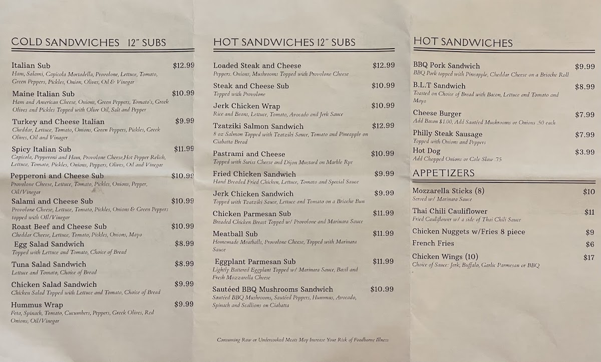 Winston’s Kitchen menu board