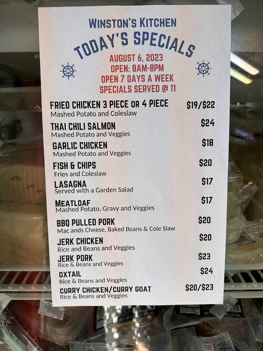 Winston’s Kitchen menu board