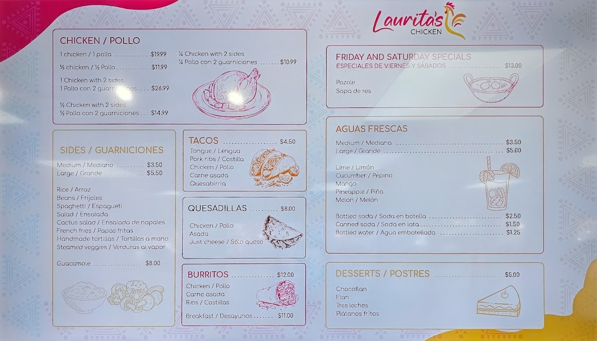 Laurita’s Chicken menu board