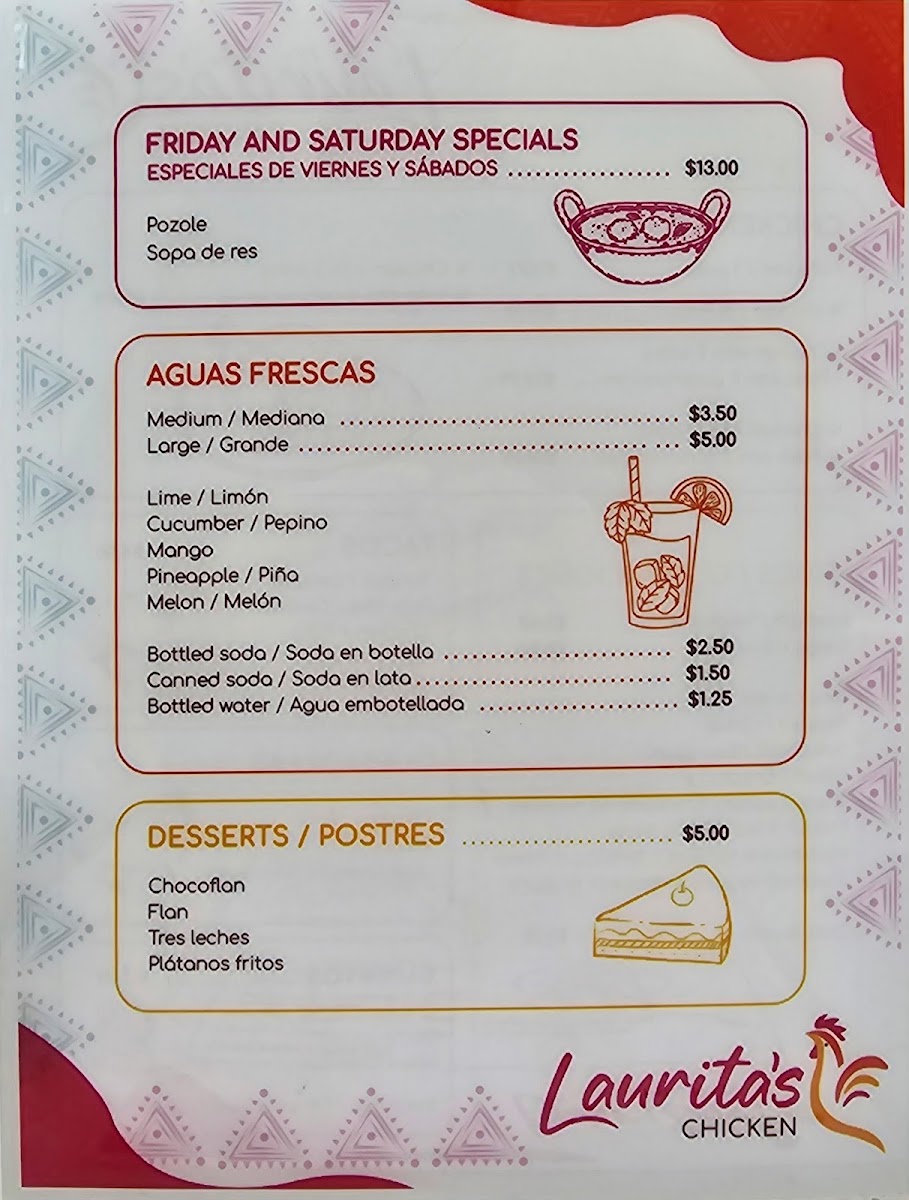 Laurita’s Chicken menu board