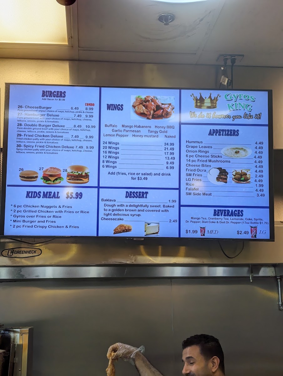 Gyros King 3 White House menu board