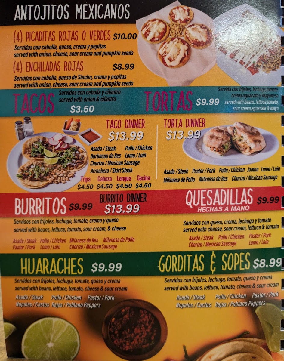 La Esquina del Taco menu board