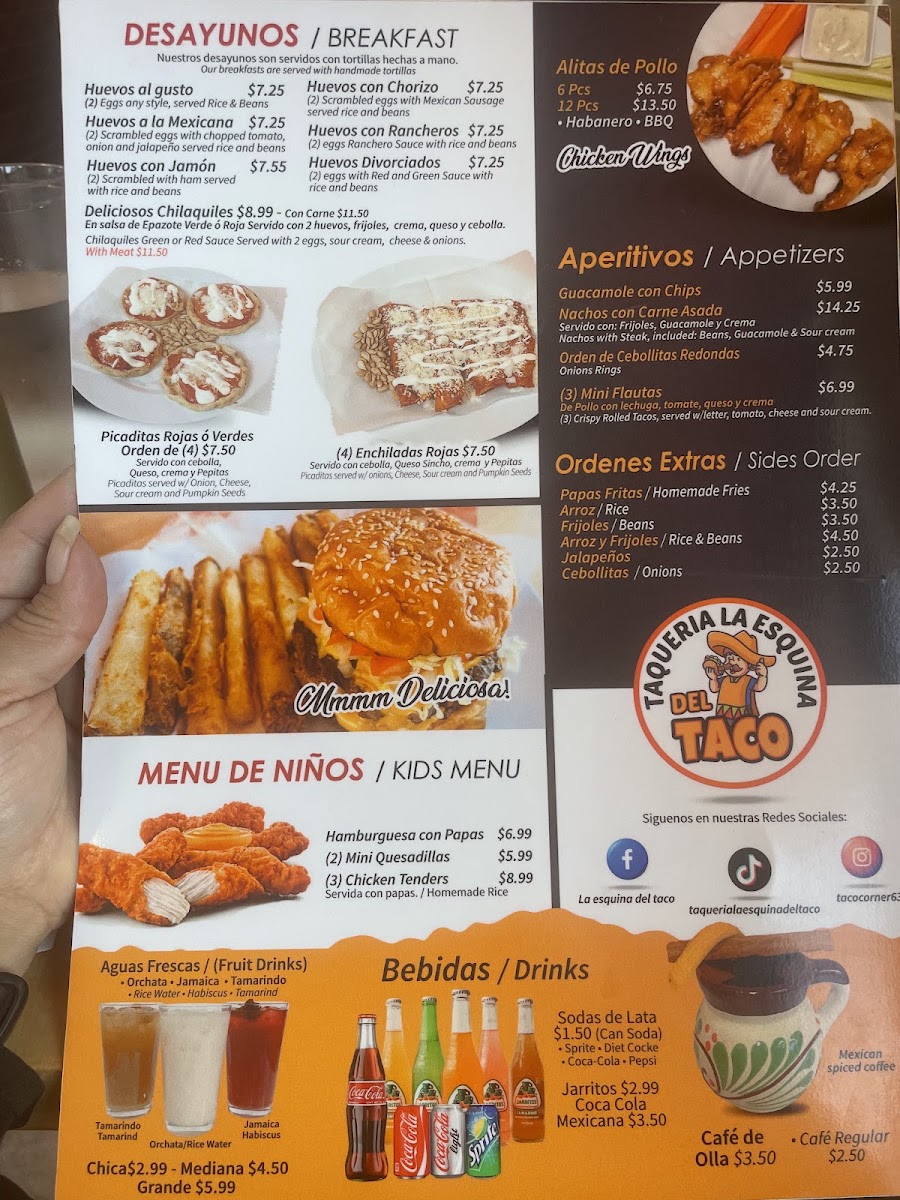 La Esquina del Taco menu board