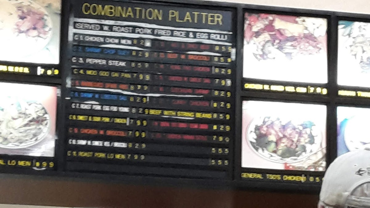 First Taste Chinese Restaurant menu board