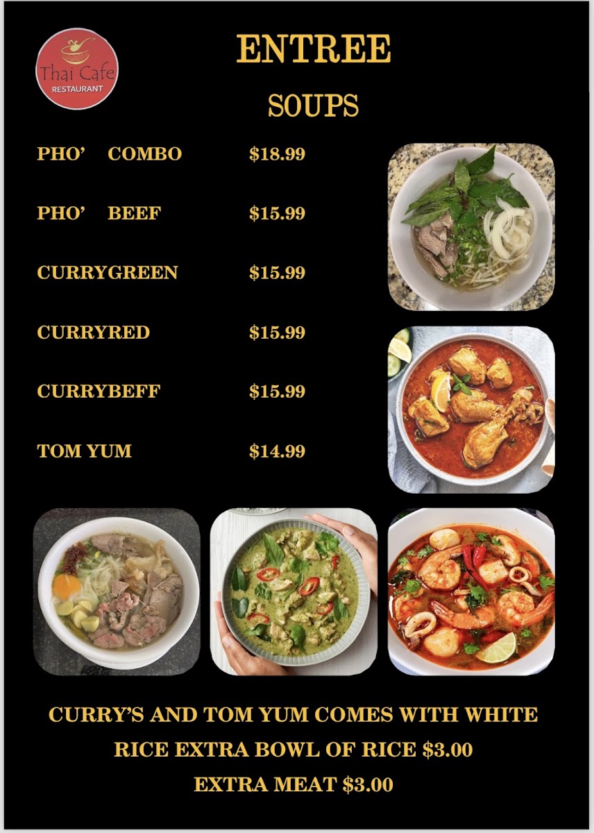 Thai Cafe menu board