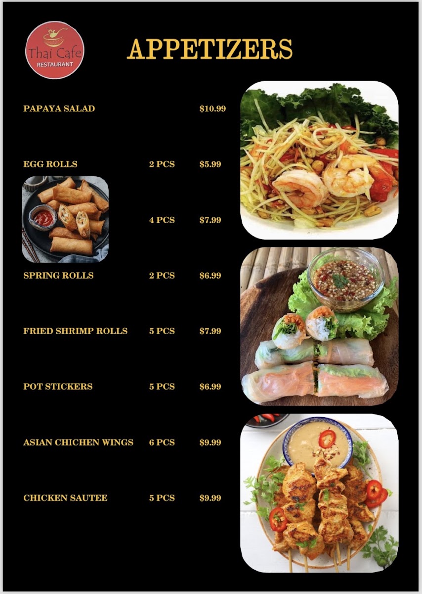Thai Cafe menu board