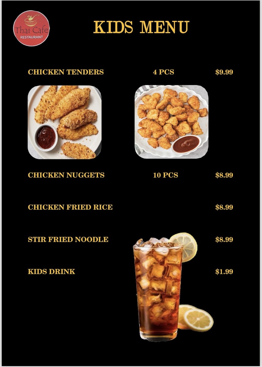 Thai Cafe menu board