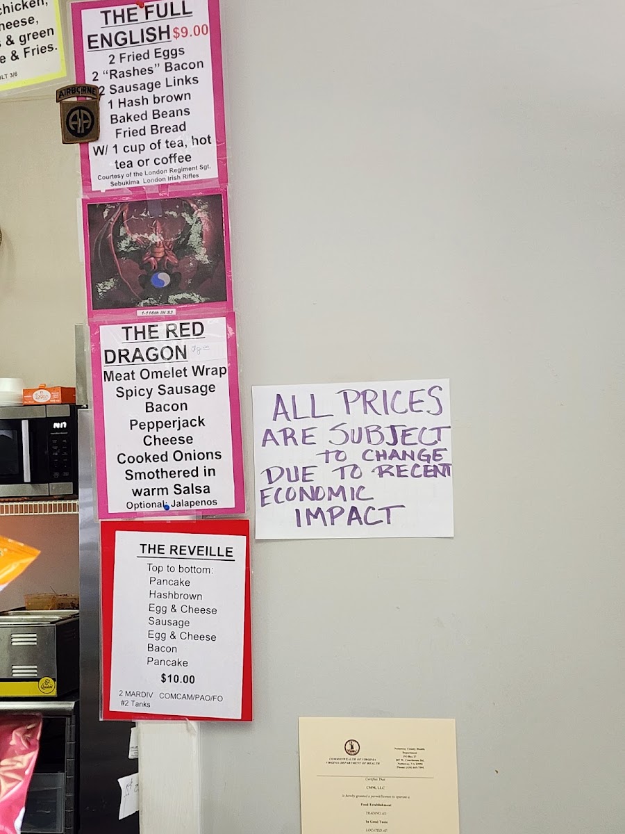 In Good Taste - Leisure Center menu board