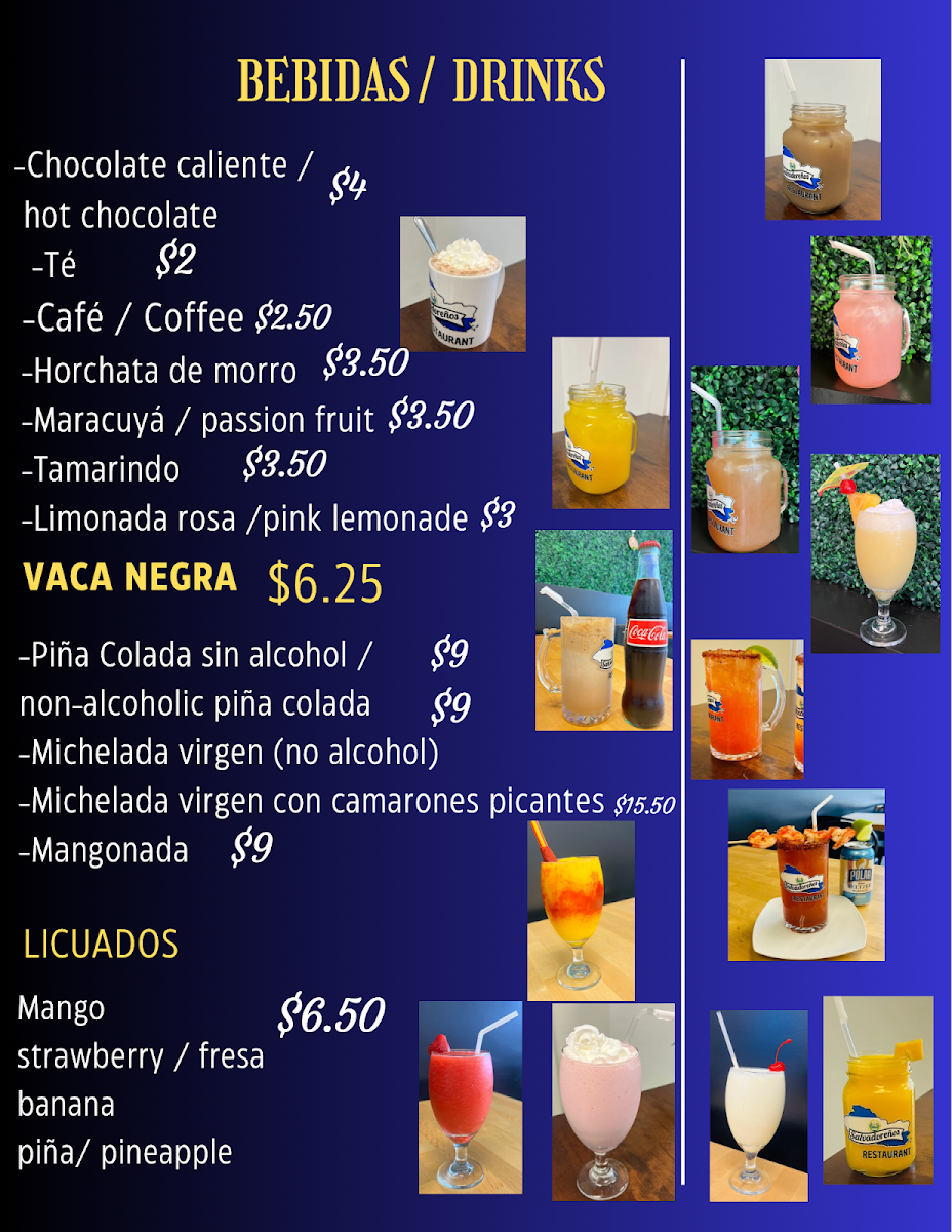Salvadoreños restaurant menu board