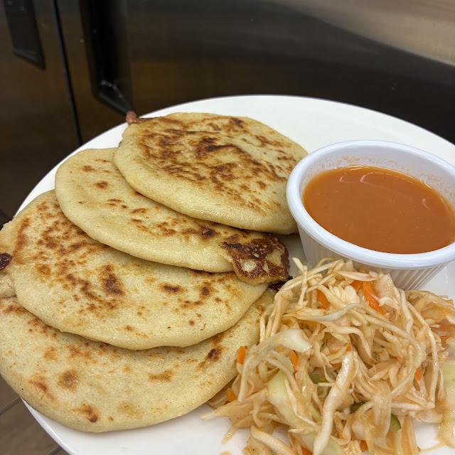 Pupusas with Curtido and Sauces