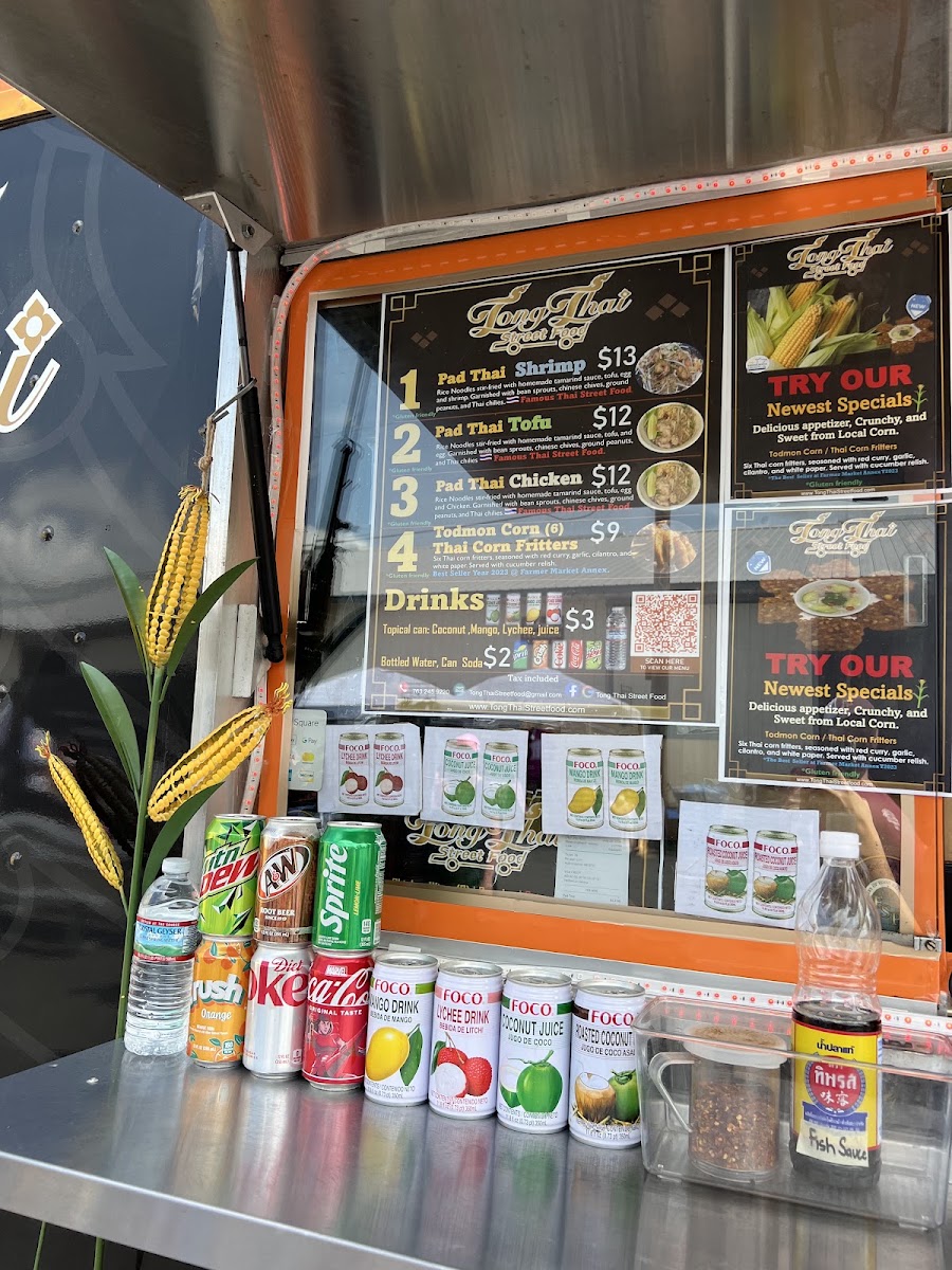 Tong Thai Street Food, LLC menu board