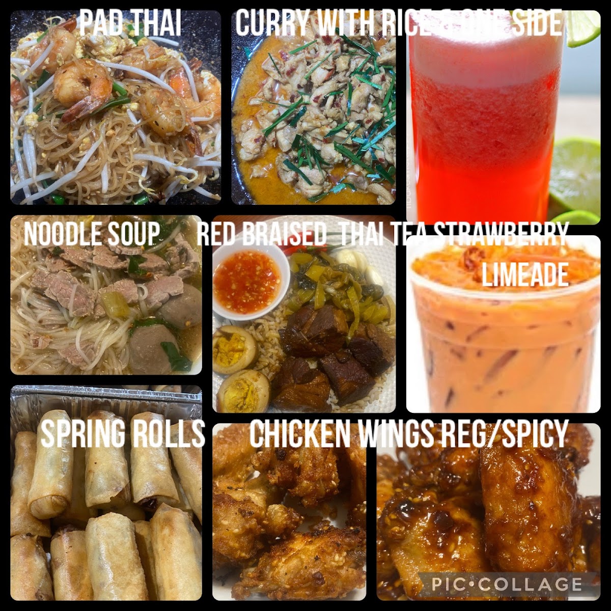 Tong Thai Street Food, LLC menu board
