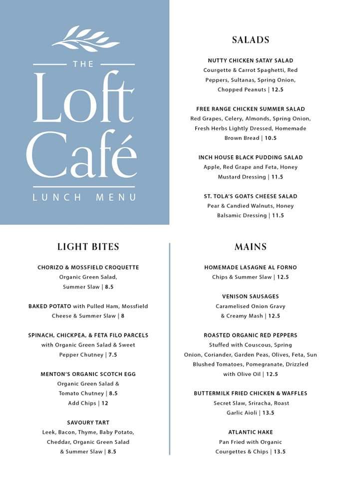 The Loft menu board