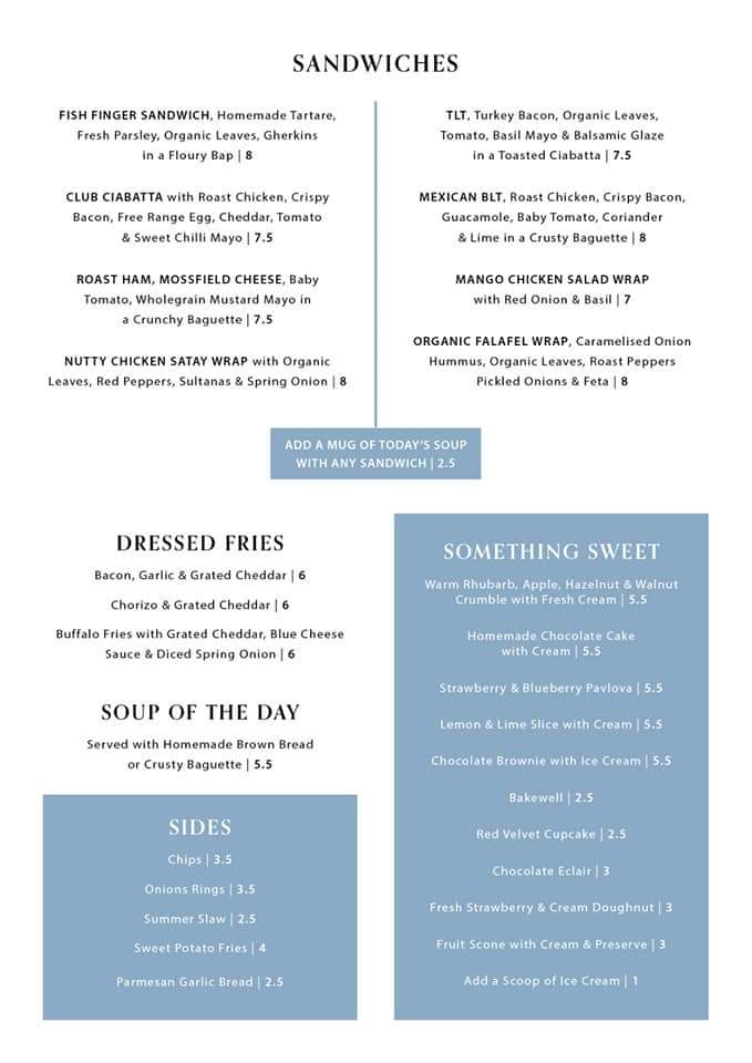 The Loft menu board