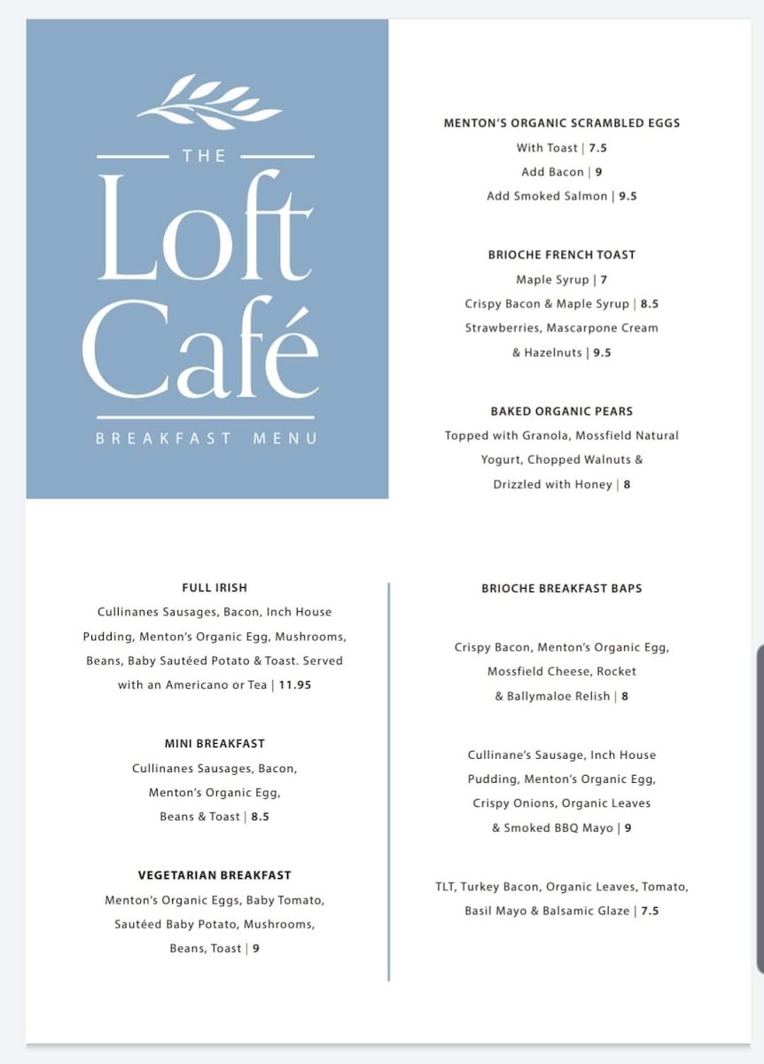 The Loft menu board