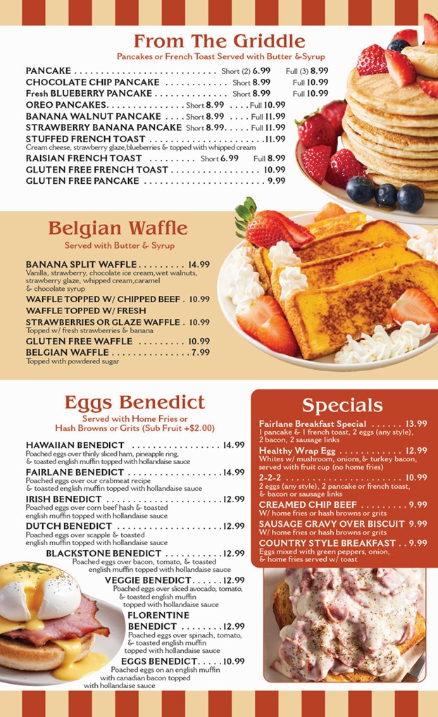 Fairlane Diner menu board