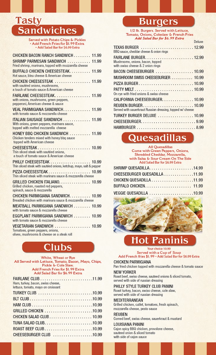 Fairlane Diner menu board