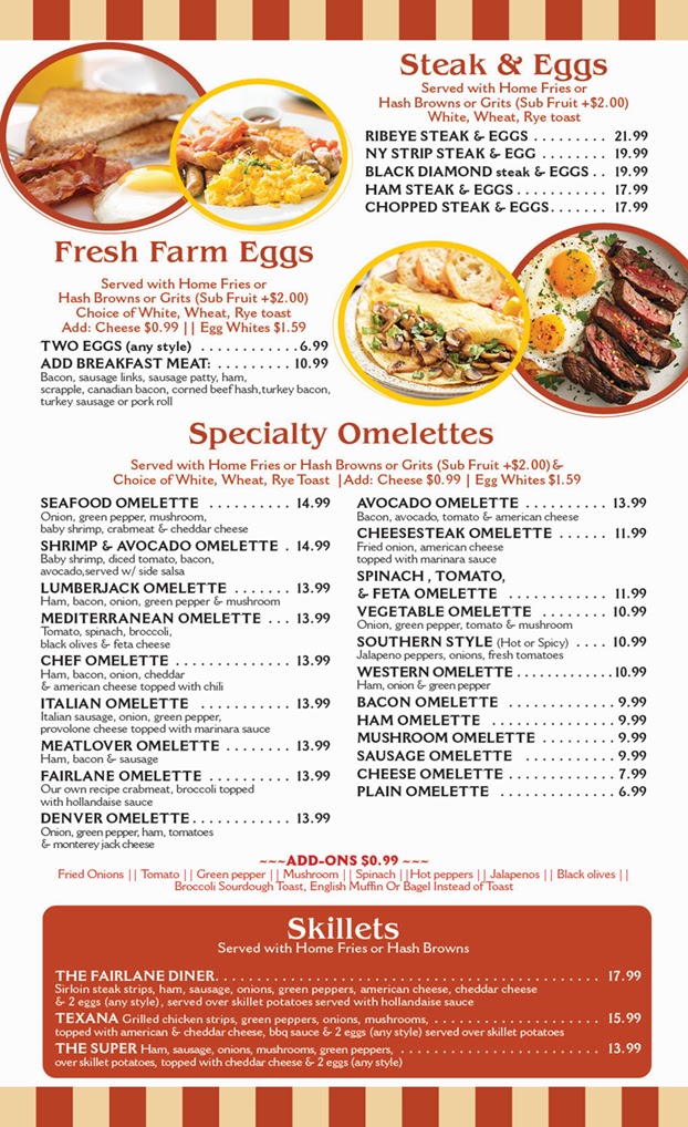 Fairlane Diner menu board