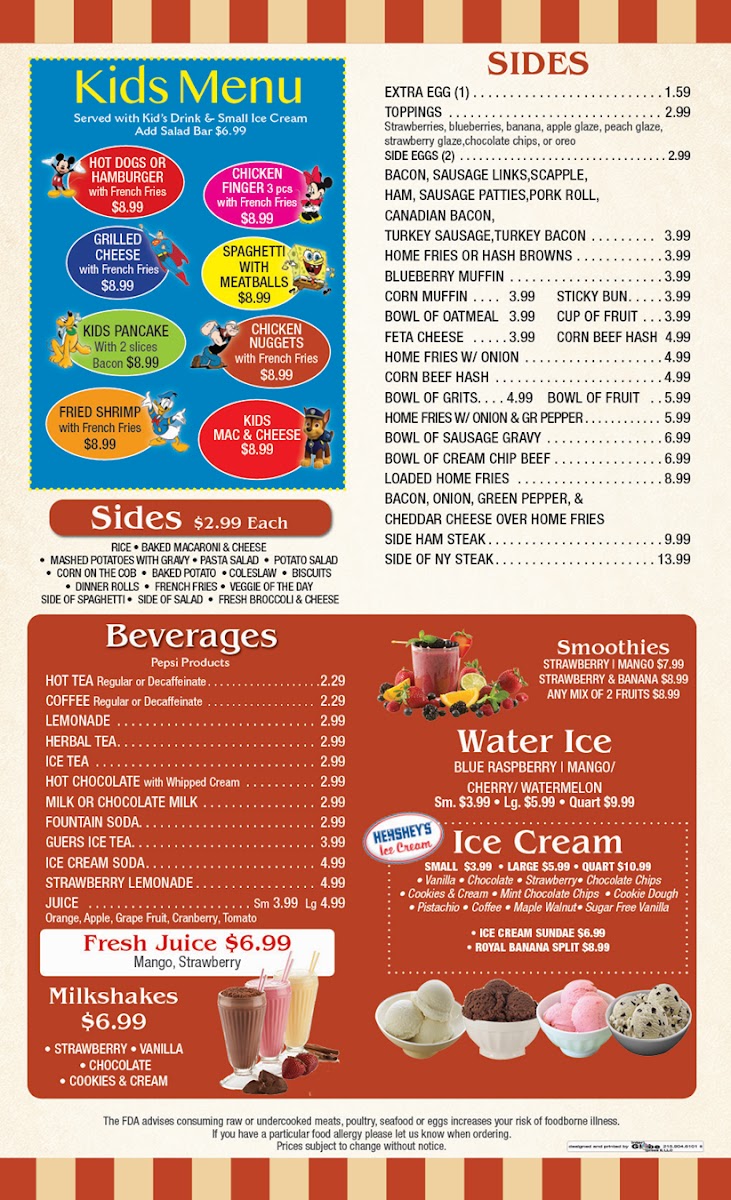 Fairlane Diner menu board