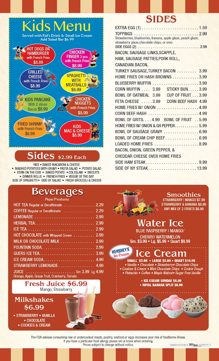 Fairlane Diner menu board
