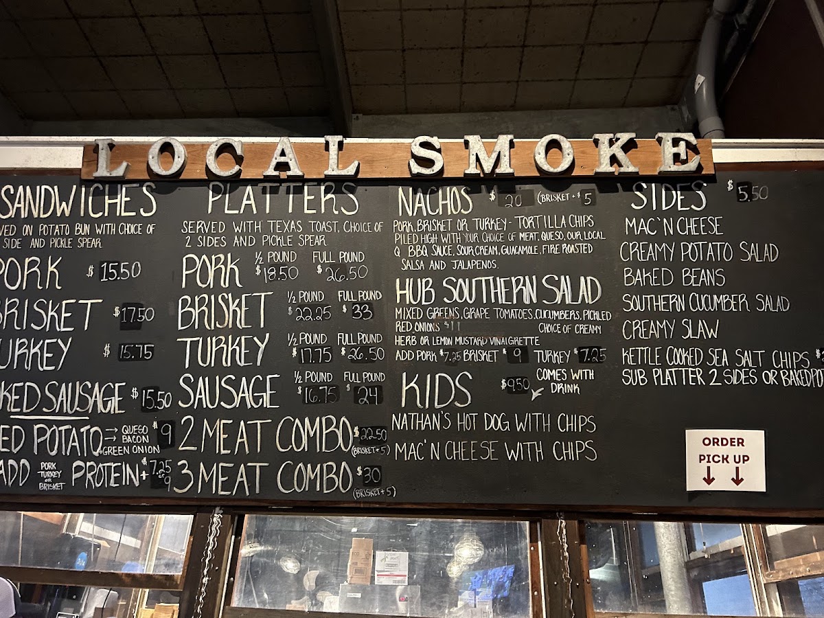 Local smoke menu board