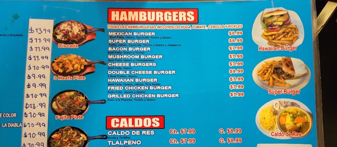 Don Pedro Seafood Mexican Restaurant Elsa menu board