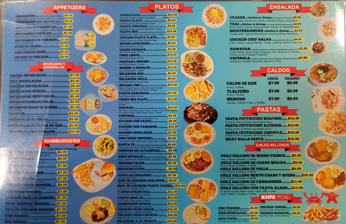 Don Pedro Seafood Mexican Restaurant Elsa menu board
