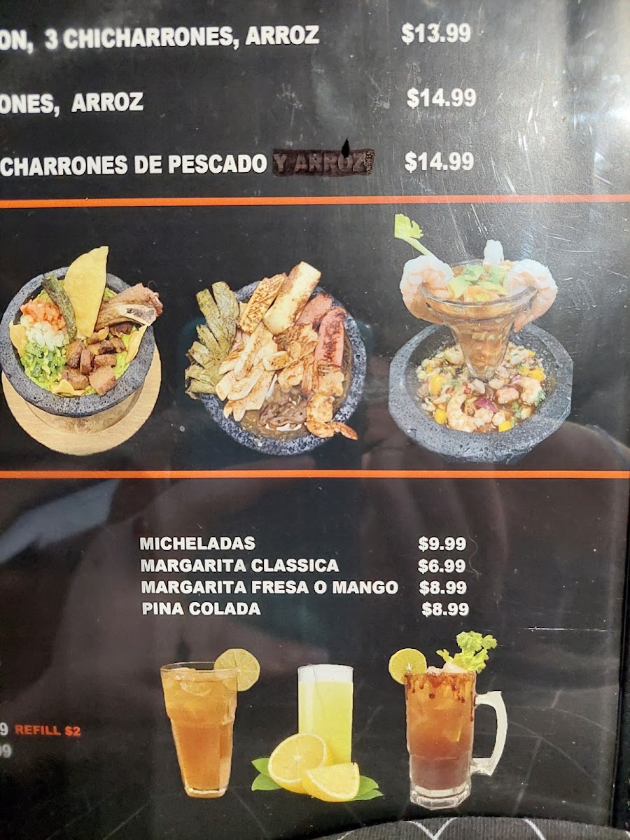 Don Pedro Seafood Mexican Restaurant Elsa menu board