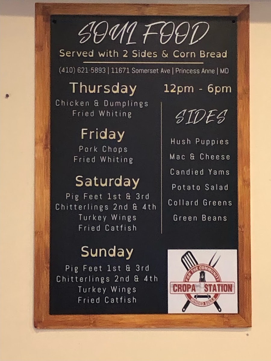 CROPA STATION menu board