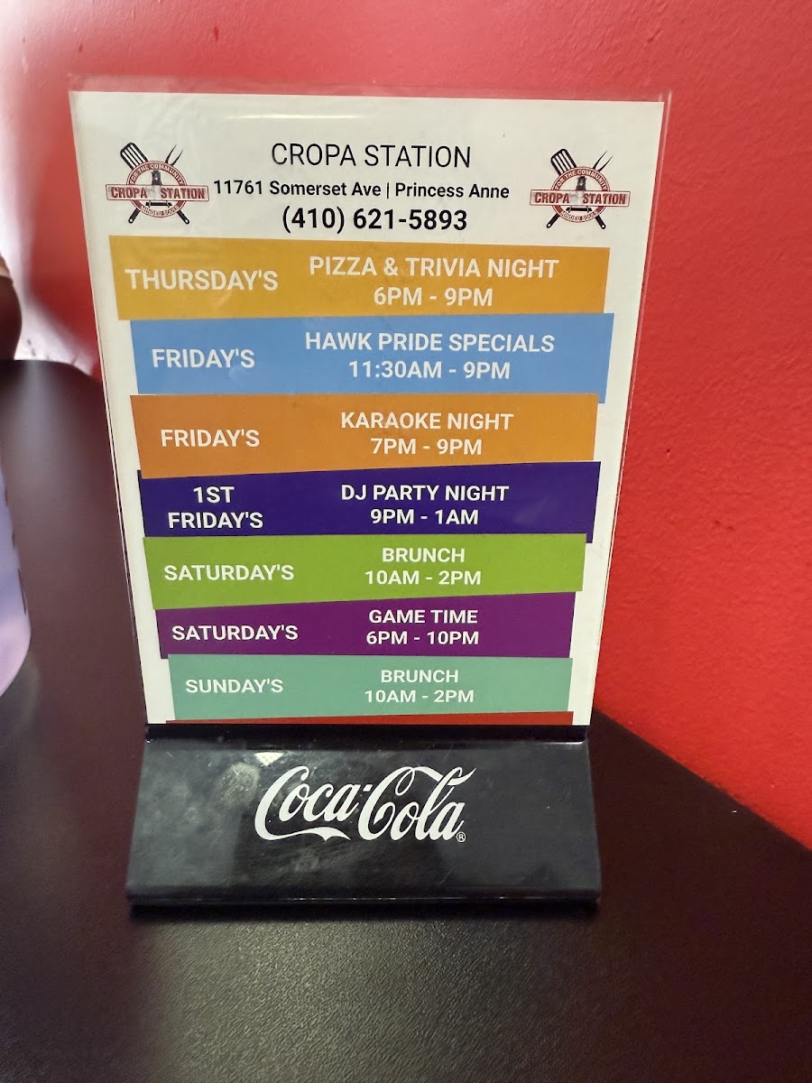 CROPA STATION menu board