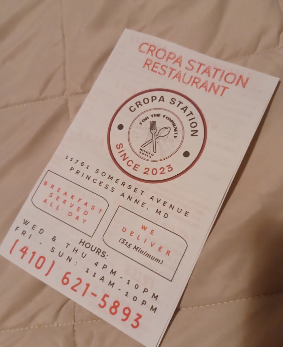 CROPA STATION menu board