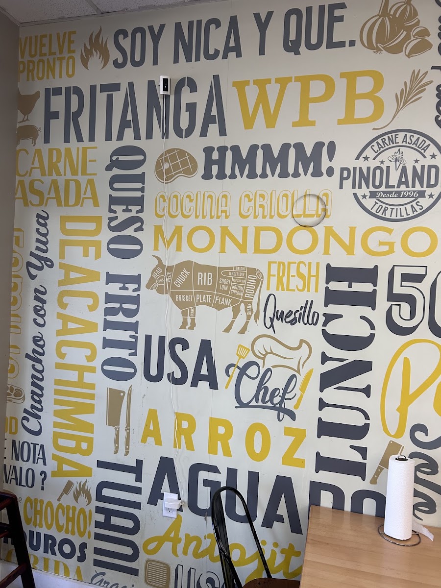 Pinolandia West Palm Beach menu board