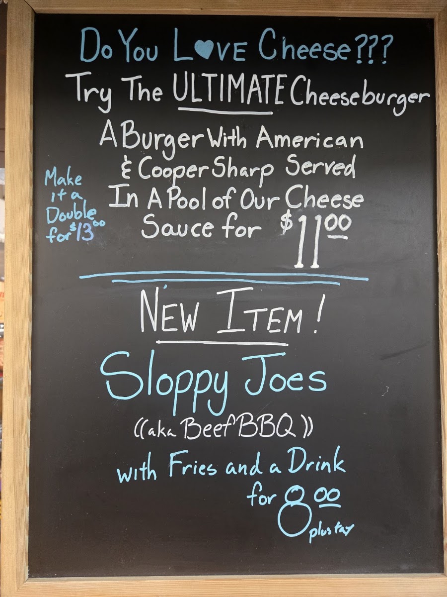 That Burger Place menu board