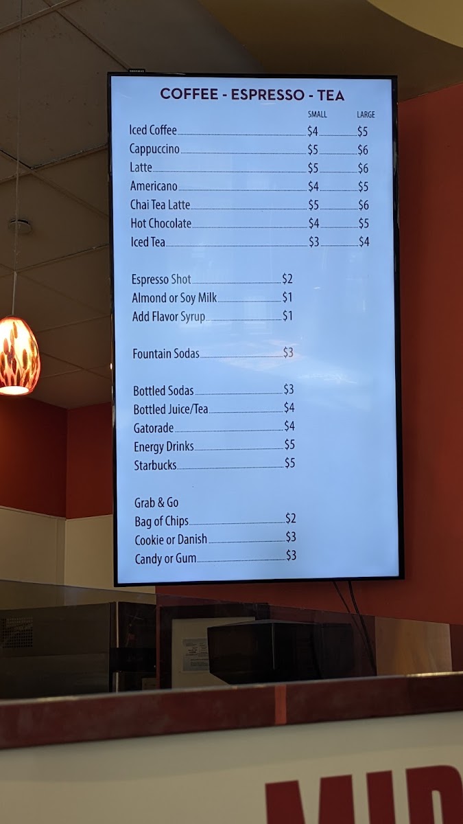 Mid City Grill menu board